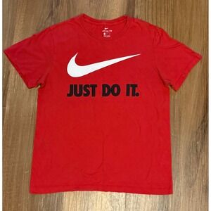 Nike Mens Just Do It Swoosh Graphic T-Shirt Red‎ Short Sleeve Crew Neck Size S